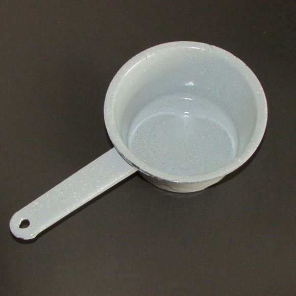 Vintage Enamel Saucepan Speckled Gray Chippy Pot Enamelware Rustic Farmhouse - Picture 2 of 9